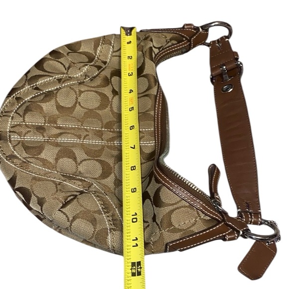 Coach Khaki Jacquard Signature Hobo 10073 - Picture 9 of 11